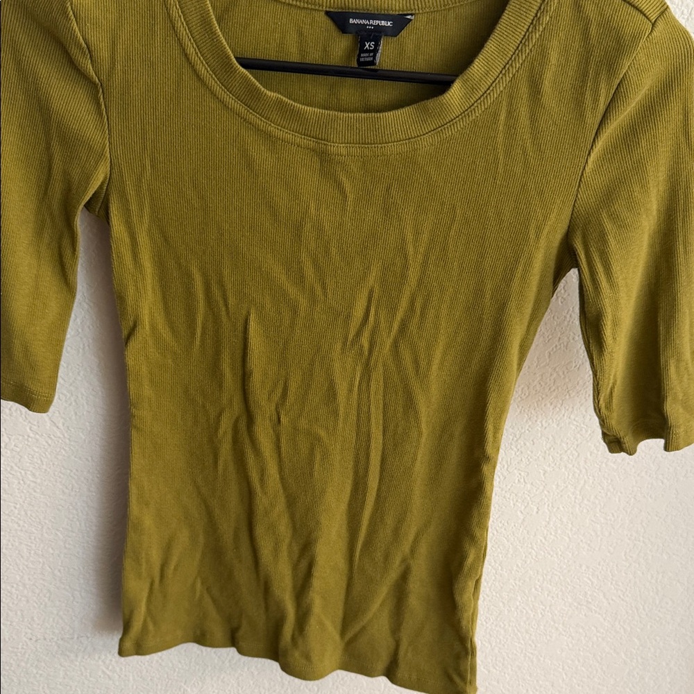Banana republic Green cotton stretch 3/4 sleeve Sleeve Top XS EUC